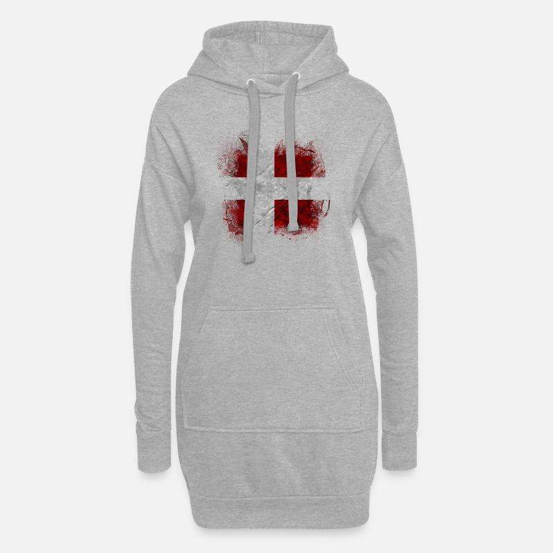 Danemark copenhague danois scandinave drapeau dansk - Sweat-shirt à capuche long Femme - gris chiné