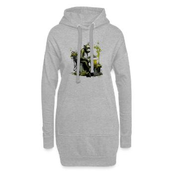 Schimpanse vor dem Braukessel, besonderer Braue - Hoodie-Kleid - Grau meliert - Vorne