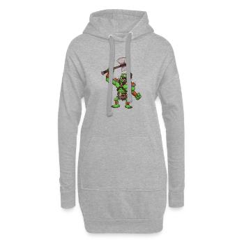 Trollhäuptling - Hoodie-Kleid - Grau meliert - Vorne