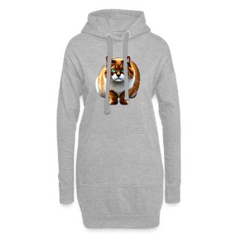 Pelzkatze mit tiefen Augen - Hoodie-Kleid - Grau meliert - Vorne