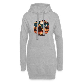 Camping bei Mondschein mit Lagerfeuer - Hoodie-Kleid - Grau meliert - Vorne