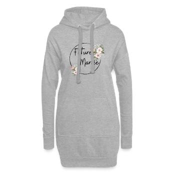 Future mariée floral - Sweat-shirt à capuche long Femme - gris chiné - Devant