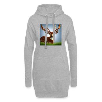 Hirsch im Gras - Hoodie-Kleid - Grau meliert - Vorne