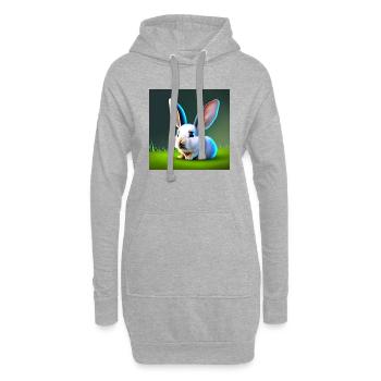 Kaninchen mit großen Ohren - Hoodie-Kleid - Grau meliert - Vorne