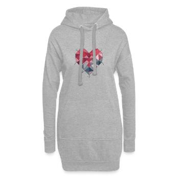 romantisches geschwungenes Herz für Valetninstag - Hoodie-Kleid - Grau meliert - Vorne