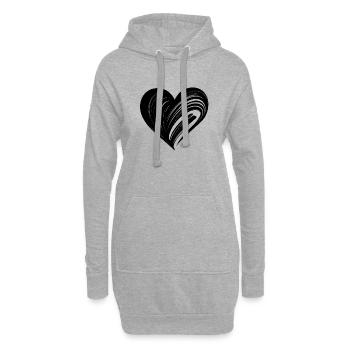 romantisches geschwungenes Herz für Valetninstag - Hoodie-Kleid - Grau meliert - Vorne