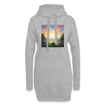 Hund im Himmel - Vierbeiner verlässt die Welt - Hoodie-Kleid - Grau meliert - Vorne