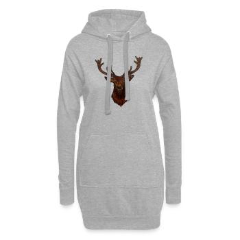 Tête de CERF - Sweat-shirt à capuche long Femme - gris chiné - Devant