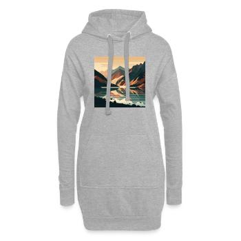 Paysage de montagne minimaliste avec lac - Sweat-shirt à capuche long Femme - gris chiné - Devant