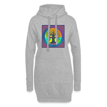 Auffälliger Baum des Lebens - Hoodie-Kleid - Grau meliert - Vorne