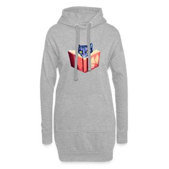 Livres pour chats Lecture Chat domestique Chaton Livre Chaton - Sweat-shirt à capuche long Femme - gris chiné - Devant