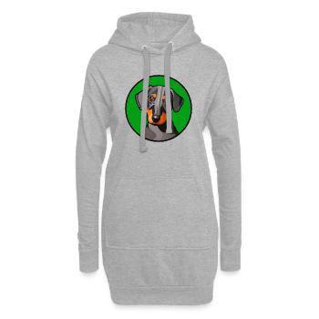 Dackel Design Grafik Motiv in grünem Kreis - Hoodie-Kleid - Grau meliert - Vorne