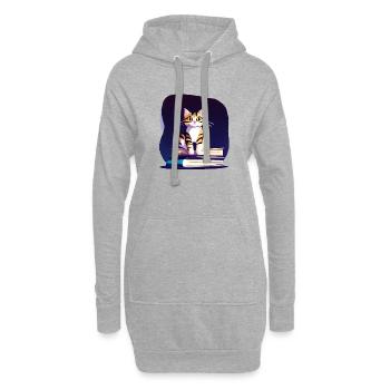 Hauskatze Buch Katze Bücher Kater Lesen Kätzchen - Hoodie-Kleid - Grau meliert - Vorne