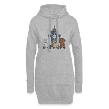 Roboter - Hoodie-Kleid - Grau meliert - Vorne