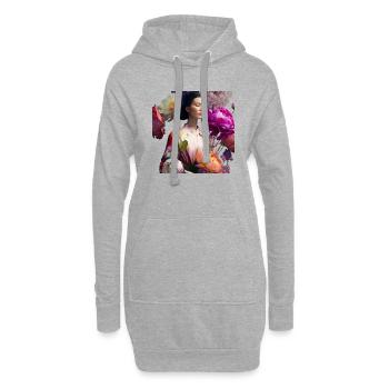 Geisha in Kimono Geschenk - Hoodie-Kleid - Grau meliert - Vorne