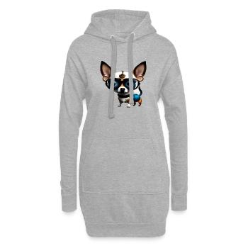 Steampunk Chihuahua - Hoodie-Kleid - Grau meliert - Vorne