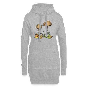 Pilze - Hoodie-Kleid - Grau meliert - Vorne