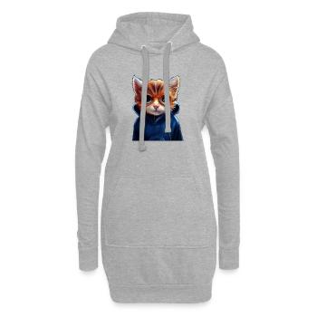 Süße Katze mit Pullover - Hoodie-Kleid - Grau meliert - Vorne