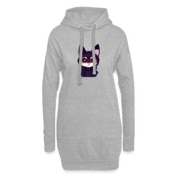 Süße Katze - Hoodie-Kleid - Grau meliert - Vorne