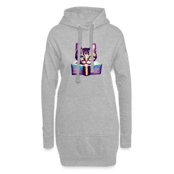 Hauskatze Buch Katze Bücher Kater Lesen Kätzchen - Hoodie-Kleid - Grau meliert - Vorne