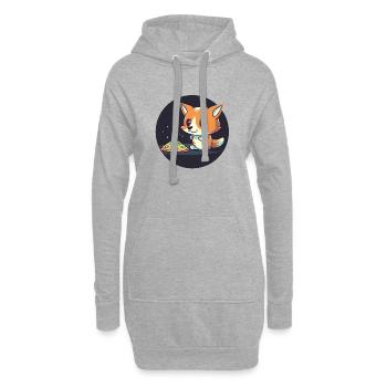 Süßer Fuchs schaut Fernsehen und isst Pizza - Hoodie-Kleid - Grau meliert - Vorne