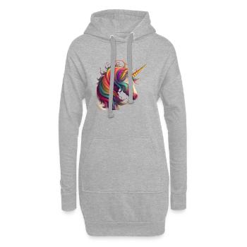 Licorne des Rêves en Arc-en-Ciel - Sweat-shirt à capuche long Femme - gris chiné - Devant