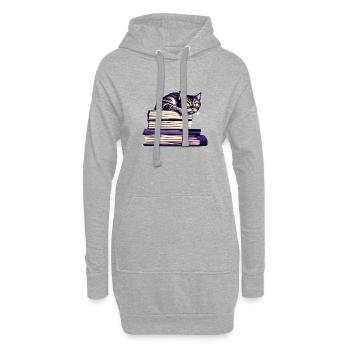 Livre Chat Lecture Chat Domestique Chat Livres Chaton Chaton - Sweat-shirt à capuche long Femme - gris chiné - Devant