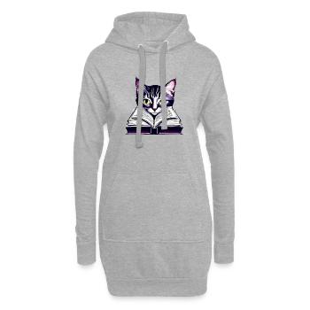 Livres Chat Lecture Chat domestique Chat Chaton Livre Chaton - Sweat-shirt à capuche long Femme - gris chiné - Devant