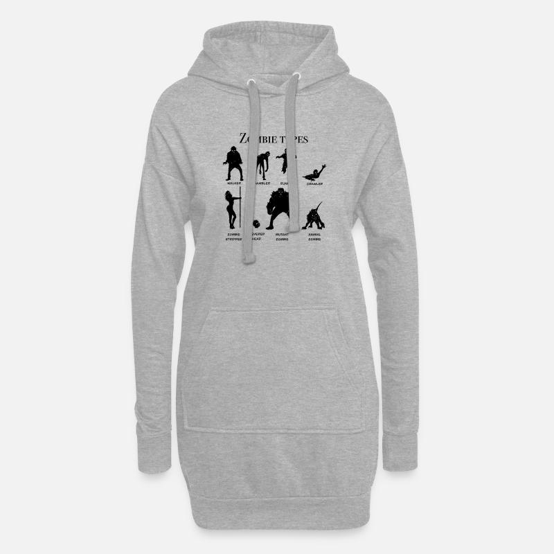 Zombie types chart - Hoodie Dress - heather grey