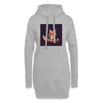 Süßer Fuchs schaut Fernsehen und isst Pizza - Hoodie-Kleid - Grau meliert - Vorne