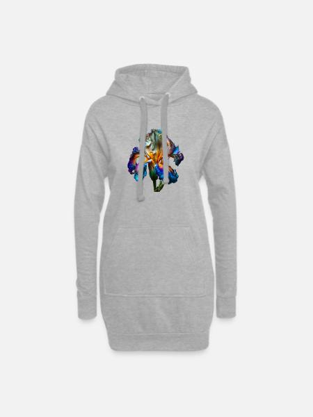 Blumenzauber No. 1 - Hoodie-Kleid - Grau meliert