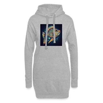 Wunderschöner Bunter Fisch schwimmt im Meer - Hoodie-Kleid - Grau meliert - Vorne