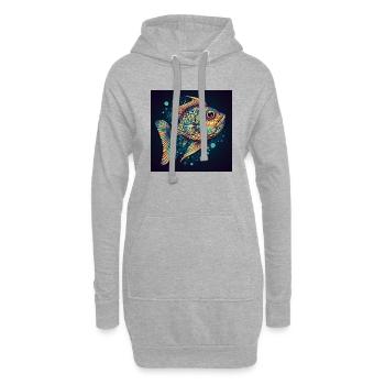 Wunderschöner Bunter Fisch schwimmt im Meer - Hoodie-Kleid - Grau meliert - Vorne