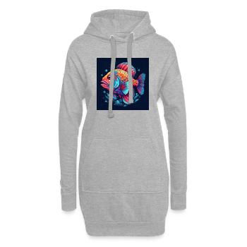 Wunderschöner Bunter Fisch schwimmt im Meer - Hoodie-Kleid - Grau meliert - Vorne