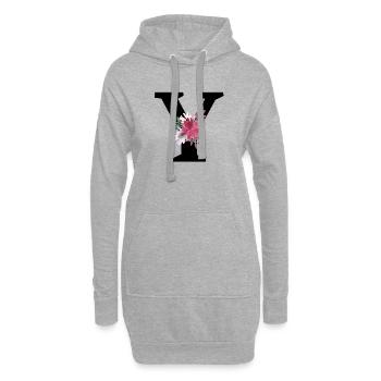 Lettre y floral - Sweat-shirt à capuche long Femme - gris chiné - Devant