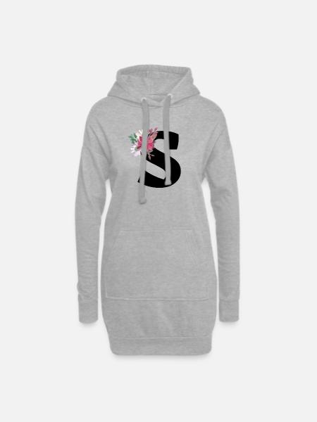 Florale Buchstaben - Hoodie-Kleid - Grau meliert