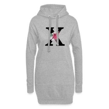 Lettre x floral - Sweat-shirt à capuche long Femme - gris chiné - Devant