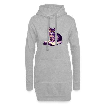 Chat domestique Livres pour chats Livre chaton Chaton Lecture - Sweat-shirt à capuche long Femme - gris chiné - Devant