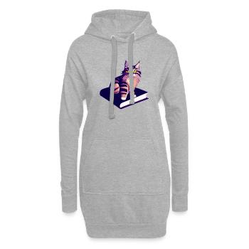 Chaton Lire Livres Chat Cat Book Chat domestique - Sweat-shirt à capuche long Femme - gris chiné - Devant
