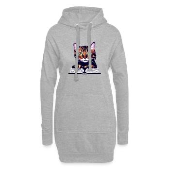 Katze Lesen Hauskatze Bücher Kater Buch Kätzchen - Hoodie-Kleid - Grau meliert - Vorne