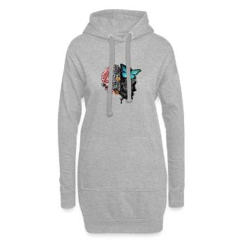 Half Vintage Flower brain Batterfly Ur-Tshirt - Hoodie-Kleid - Grau meliert - Vorne