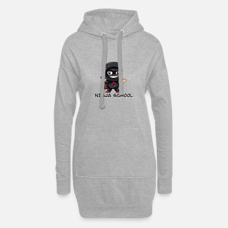 school ninja - Hoodie-Kleid - Grau meliert