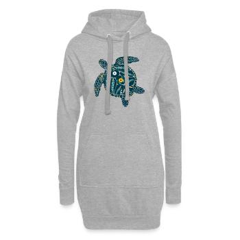 Stammes Schildkröte - Meeresschildkröte - Hoodie-Kleid - Grau meliert - Vorne