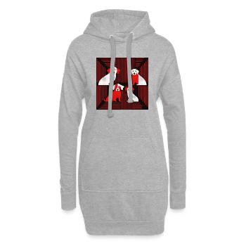 Abstrakte Hunde - Hoodie-Kleid - Grau meliert - Vorne