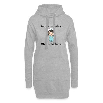 Lustiges MFA Spruchshirt – MFAs retten Ärzte - Hoodie-Kleid - Grau meliert - Vorne