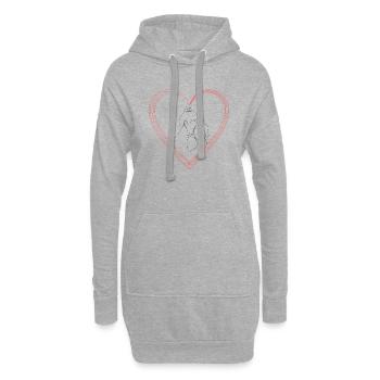 Mutter mit Kind in einem Herz - Hoodie-Kleid - Grau meliert - Vorne
