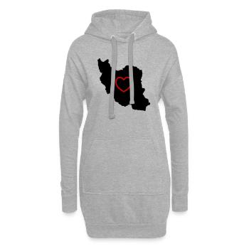 Amour de l’Iran - Sweat-shirt à capuche long Femme - gris chiné - Devant