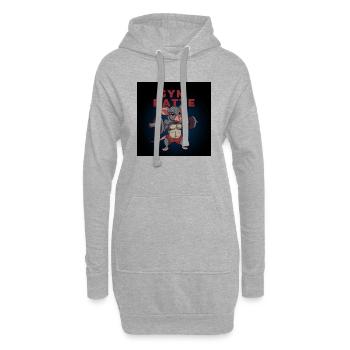 Gym Ratte stemmt eine Hantel beim Kraftsport - Hoodie-Kleid - Grau meliert - Vorne