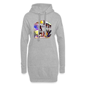 Illusion d’optique art psychédélique rétro formes sexe - Sweat-shirt à capuche long Femme - gris chiné - Devant