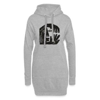 Illusion d’optique art psychédélique rétro formes sexe - Sweat-shirt à capuche long Femme - gris chiné - Devant